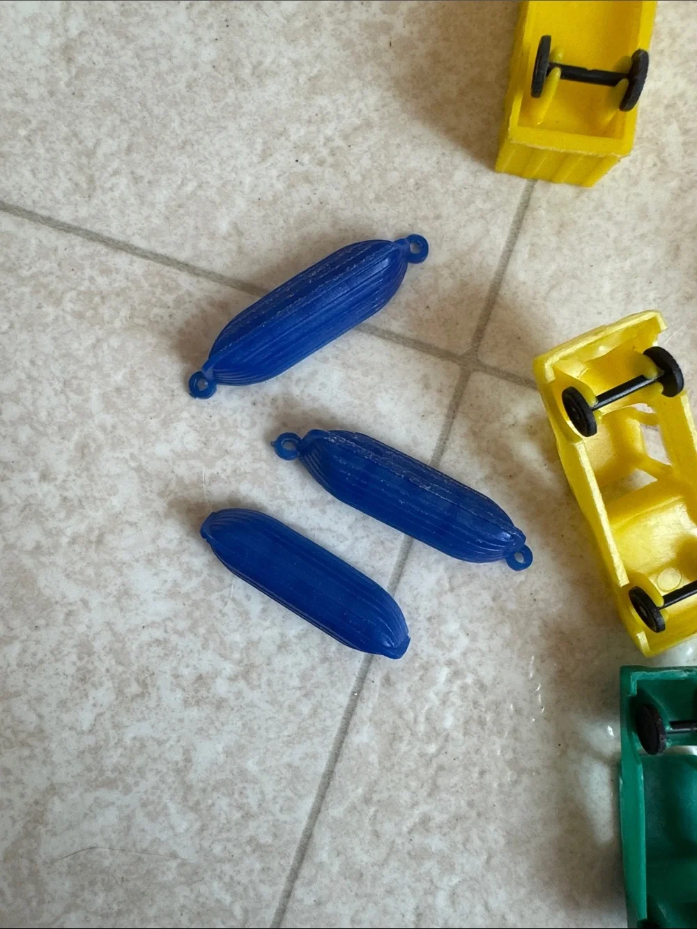 Vintage Retro Plastic Toy Vehicles Set - Yellow, Blue, Red, Green